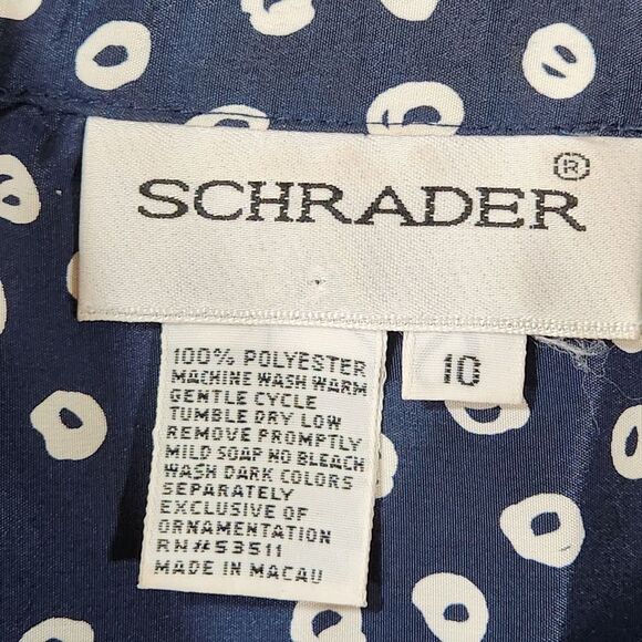 🇬🇪🍑Vintage Schrader Blue Buttoned Front Long Sleeve Dress Size 10 - Picture 10 of 10